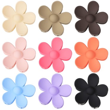 LVEFIT Flower Hair Claw Clips 9PCS Matte Flower Clips Large Cute Hair Claw Clips for Women Girls Thick Hair hair clips