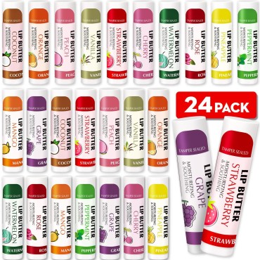 AZEN 24 Pack Lip Balm, Natural Lip Balm Bulk, Lip ...