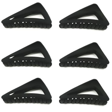 GKDKV Hair Claw Clips French Matte Hair Claw Triangle Plastic Hair Clips for Women and Girls Thin Hair, Strong Hold for Thin Curly Straight Long Hair (Black)