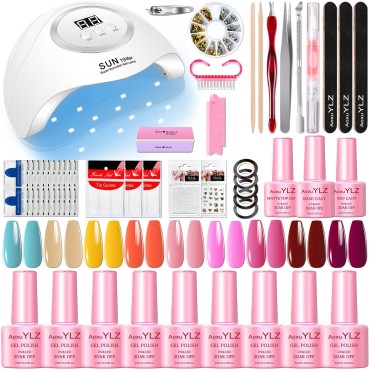 9 Colors Nail Polish Kit With 72W UV LED Nail lamp,Nail Tool,nail gel kit