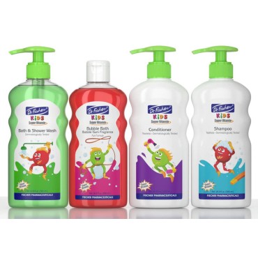 Dr. Fischer Kids Shampoo and Conditioner, Bath and Shower Wash, Bubble Bath Set - Kids Shampoo and Conditioner Set for Healthy Hair, Bubble Bath and Bath Wash for Gentle Cleansing - Kids Bath Time Kit