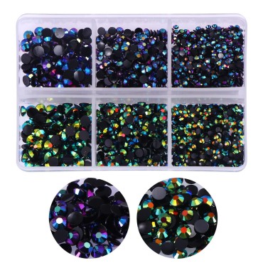 3000pcs Flatback Rhinestones for Crafts,Black AB C...