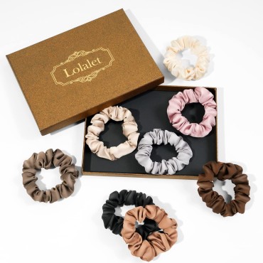 Lolalet Satin Hair Scrunchies for Women, Soft Silk...