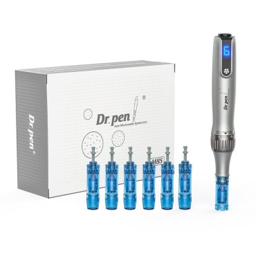 Dr. Pen Microneedling System - M8S - Newest Microneedle Derma Device for 2023 - Best Skin Pen for Face Body and Hair - 6 Cartridges (2pcs 12pin + 2pcs 18pin + 2pcs 36pin) 0.25mm