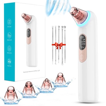 Blackhead Remover Pore Vacuum: Upgraded Facial Pore Cleaner with Blue Light, Electric Comedone Whitehead Extractor Tool- 4 Probes, 3 Suction Power,USB Rechargeable Blackhead Vacuum Kit for Women & Men