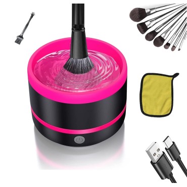 Premium Electric Makeup Brush Cleaner Machine Super-Fast Spinner Automatic USB-C, Cosmetic Brushes Cleanser Tool for All Size Beauty Set Liquid Foundation, Contour Brush Eyeshadow Blushes Deep Clean