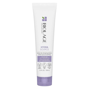 Biolage Hydra Source Blow Dry Shaping Lotion | Leave-In Heat Protectant | Nourishes, Hydrates & Provides Long-Lasting Style | With Aloe & Hyaluronic Acid | Vegan & Cruelty-Free | 5.1 fl. oz