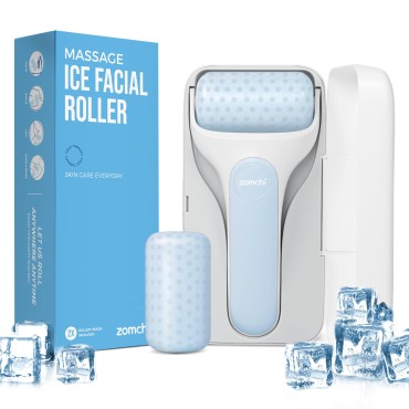 ZOMCHI Ice Roller for Face and Eye Puffiness Relief, Premium Ice Roller with 1x Spare Roller and 1x Hygenic Case, Massage Body Roller to Relieve Fatigue