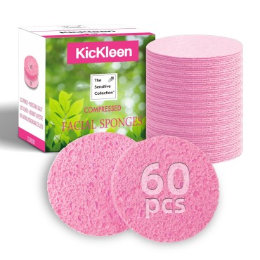 60-Count Compressed Facial Sponges|100% Natural Ki...