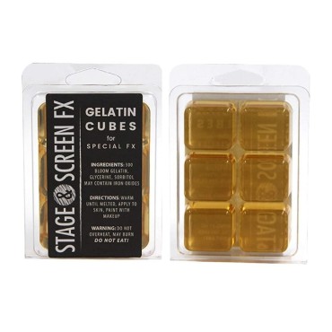 Professional FX Makeup Gelatin Cubes 4 oz. Clear - A Safe Alternative to Latex! Special FX Makeup, Skin Effects, Scars, Prosthetics Easy!