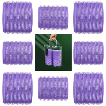 Hair Rollers 8 Pack, Self Grip Hair Curlers Assorted Size Heatless Hair Curlers, Velcro Rollers Styling Curling and Appliances with Storage Bag and Clips (2 in 4 Pack & 1.9 in 4 Pack)