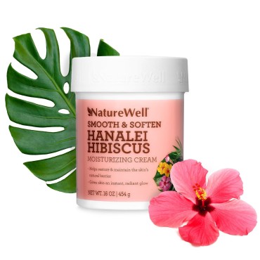 NATURE WELL Smooth & Soften Hanalei Hibiscus Moisturizing Cream For Face & Body, Infused With Natural Oils & Extracts, Restores Skin Moisture Barrier, 16 Oz.