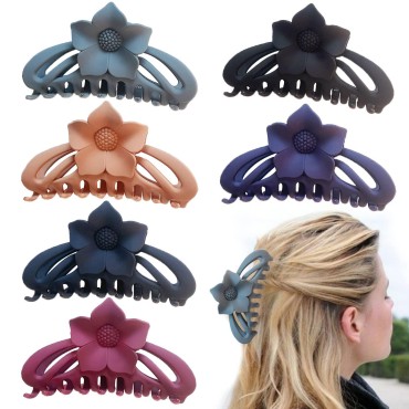 Claw Clips Large Hair Clip For Thick Hair Strong Hold Nonslip Matte Hair Clips, Neutral Hair Clips 6 Pack