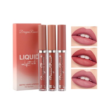 3 Colors Matte Liquid Lipstick Sets , Matte liquid Long-Lasting Wear Non-Stick Cup Not Fade Waterproof Lip Gloss Lip Stain for Makeup Collection - Nourishing Lipstick with a Matte Finish (Light Red)