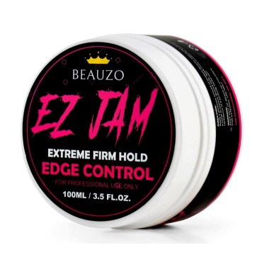 BEAUZO EZ JAM Extreme Firm Hold Edge Control 3.5Fl Oz, Edge Control for Black Hair, Edge Gel, Edge Wax, 24 Hour Edge Tamer, Edge Control for Black Hair 4C Extreme Hold