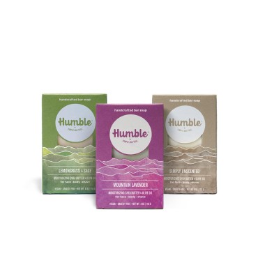HUMBLE BRANDS Handcrafted Bar Soap, Organic Cold Processed Soap Bars, Moisturizing Face & Body Cleanser - Herbal & Fresh Variety Pack - 3 pack