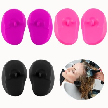 FERCAISH 6 Pcs Silicone Hair Dye Ear Covers, Waterproof Ear Protector Caps - Durable, Reusable and Ideal for Hairdressing Salon, Spa, Bathing and Showers