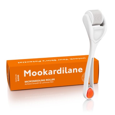 Derma Microneedling Roller White 540 Stainless Steel Face MOOKARDILANE Body Beard Hair Home Use w/Storage Case