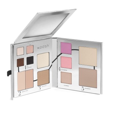 Woosh Beauty, Fold out Face Original Makeup Palette, Travel, All in One, Neutral Cream & Powder (#1 Light)