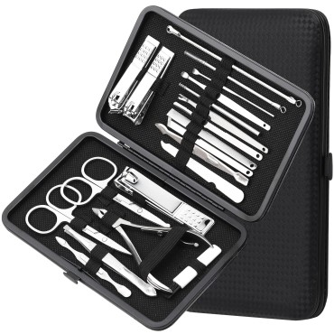 Manicure Set Nail Clippers Pedicure Kit 20 Pieces Stainless Steel Manicure Kit, Professional Grooming Kits, Nail Care Tools with Travel Case