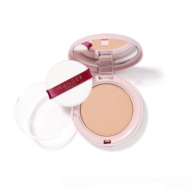 Wander Beauty Wanderlust Powder Foundation - Medium - Blurs and Evens Skin Tone - Perfects and Hydrates With Hyaluronic Acid, Aloe, Honeysuckle, & Vitamin E - Lightweight, Buildable Coverage
