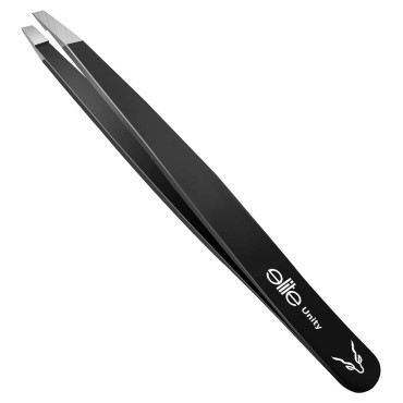 Elite Unity Tweezers - Empower Your Beauty Routine with Our Tweezers for Women Facial Hair - Tweezer Kit, Strong Grip, Ergonomic Design, and Professional Precision Hair Removal Tweezers (Black)