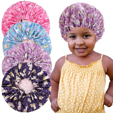CACASO 4 Pieces Kids Satin Bonnet Sleeping Cap,Adj...