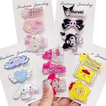 Cute Hair Clips for Girls | Kuromi Melody Cinnamoroll Kitty Hairpins Hair Accessories (15Pcs)