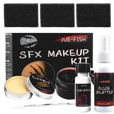 SOVONCARE Scar Wax SFX Makeup Kit, Halloween Fake Blood Spray, Special Effects Makeup Kit