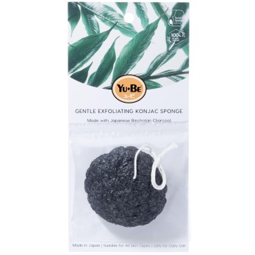 Yu-Be Charcoal Konjac Sponge - Gentle Japanese Fac...