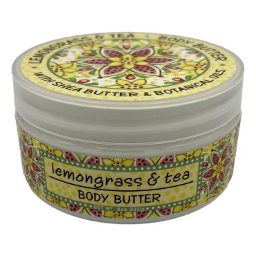 Greenwich Bay Trading Company, Lemongrass and Tea, Shea and Cocoa Butter Body Butter - From the Garden Collection - 8 Ounce Tub
