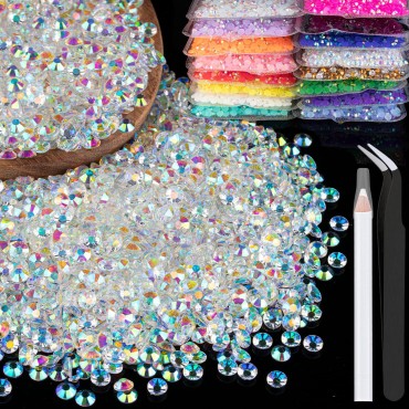 4000pcs 4mm Resin Rhinestones Bulk, Transparent AB...