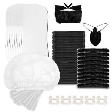 Bronze Tan Spray Tanning Essentials Kit: 10 Each Hair Nets, Nose Plugs, Sticky Feet Pads & Disposable Undergarments - Premium Quality Accessories for Salons, Mobile Tanning & DIY Home Use