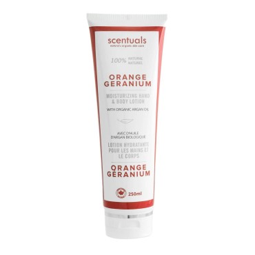 Hand & Body Cream Scented with Essential Oil Orange Geranium, Made with Organic Argan Oil, Olive Oil and Aloe Juice, for Dry Skin, Cruelty Free, Natural Skin Care Products, 250 ml, 8.45 fl.oz