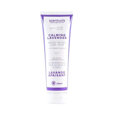 Hand & Body Cream Scented with Essential Oil Lavender, Made with Organic Argan Oil, Olive Oil and Aloe Juice, for Dry Skin, Cruelty Free, Natural Skin Care Products, 250 ml, 8.45 fl.oz