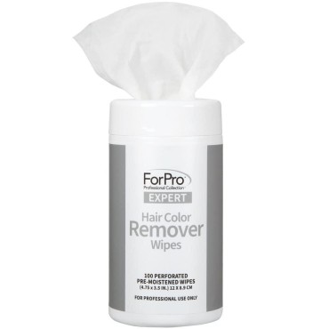 ForPro Expert Hair Color Remover Wipes, Pre-Moistened, Perforated Towelettes, Non-Irritating, Hypoallergenic Formula, Clean Fresh Scent, 100-Count