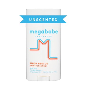 Megababe Thigh Rescue Anti-Chafe Stick | Prevents Skin Chafe & Irritation | Thighs, arms, bra-lines & more | 2.12oz - Unscented