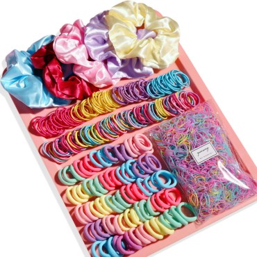 Colour Hair Accessories,Hair Ties, Hair Scrunchies For Girls Women, Elastic Ponytail Holders Rubber Band For Hair, Traceless Hair Ropes Set Hair Elastics For Baby and Kids?2155PCS) (Color 2155PCS)