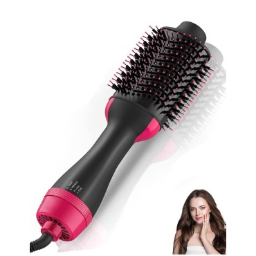 Nurifi Hair Dryer Brush Blow Dryer Brush in One, Hair Dryer and Styler Volumizer, 4 in 1 Hot Air Brush for Straightening, Curling, Drying, Salon, One Step Styling Tools (Pink)