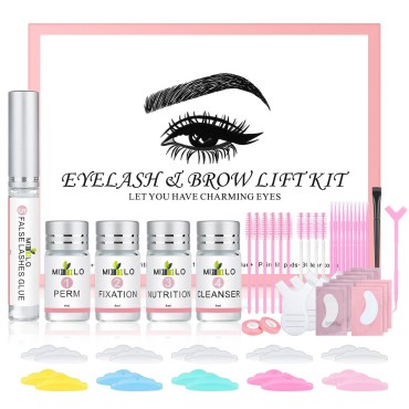 Lash Lift Kit & Eyelash Perm Kit for Solon at Home, Professional Eyelash Curling Lash Extension Set, Including Eyelash Glue, 5 Size Lift Pads, Eye Gel Patchs, Lash Brush and Accessories