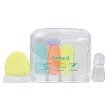 Sprigold 15 Pack Upgrade Travel Bottles Have Built-in Labels TSA Approved, BPA Free Travel Size Bottles Containers for Cosmetic Shampoo Cream Conditioner Lotion Soap