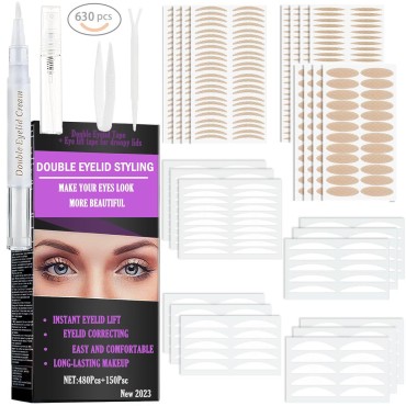 4 Sets of Options-630PCS Eyelid Tape,Most complete Double Eyelid Tape.Uneven, Mono-Eyelids, Big Eye Tools With Fork Rods & Tweezers.