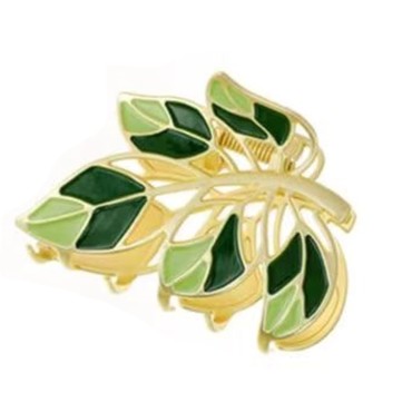 Flower Leaf Green Metal Hair Claw Clips, Large Hair Claw Nonslip Hair Barrettes Non-Slip No Broken Strong Hold Hair Clamps Fashion Hair Accessories for Woman and Girls With Long Thick Thin Curly Hair