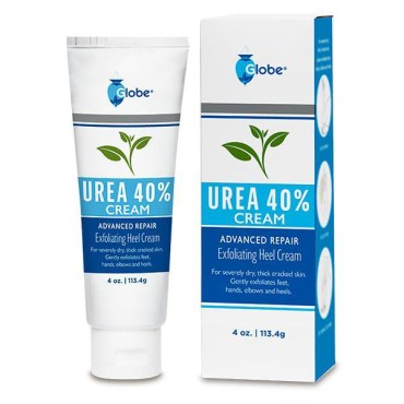 Globe Urea Cream 40% - (4 oz) Intensive Hydration for Dry and Cracked Heels, Feet, Hands, Elbows and Knees - Callus Remover, Hydrating Cream for Dry Skin - Helps Athletes Foot - Foot Odor - 4 oz Tube