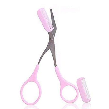 LWKJOY Stainless Steel Eyebrow Grooming Scissors With Comb?Small and portable eyebrow trimming scissors for all women Cute eyebrow trimming Shape up at home makeup tool.
