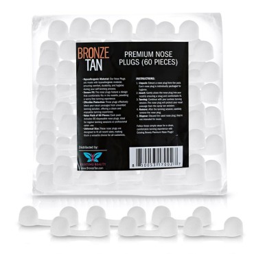 Bronze Tan Disposable Nose Filters for Professional Spray Tan - 60 Pieces, Spray Tanning Supplies - Also Ideal for Allergies & Dust - Spray Tan Nose Plugs - Comfortable, Hypoallergenic