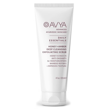 AVYA Honey + Amber Exfoliating Scrub (4 fl oz) - Deep Cleansing with Honey's Antioxidant Power and Bamboo for Refined Texture and Intense Moisturization