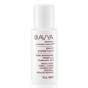 AVYA Pore Minimizing Toner (Travel Size - 1 fl oz) - Infused with Hyaluronic Acid, Witch Hazel for Toning and Cleansing, Licorice Root for Soothing and Redness Reduction