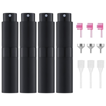 Lusiyi Perfume Atomizer Spray Bottle (8ml, 4pcs), Portable Empty Cologne Refillable Dispenser Sprayer For Travel (Black)