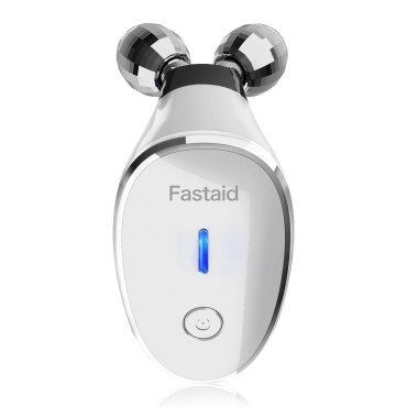 Fastaid Microcurrent-Facial-Device, Microcurrent Face Massager Roller for Wrinkle Removal, Skin Tightening, Face Sculpting, Instant Face Lift Device, Face Rollers for Women & Men, Glossy White